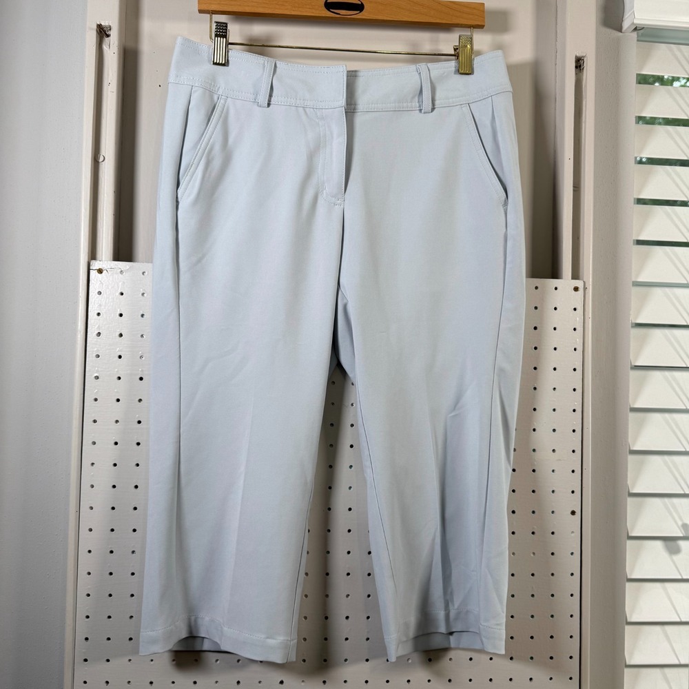 Pebble Beach Performance Capri Crop Pants Women's Light Blue Stretch Pockets - 6